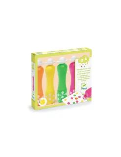 Djeco 4 Marqueurs gros pois Néon -