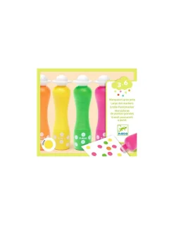 Djeco 4 Marqueurs gros pois Néon -