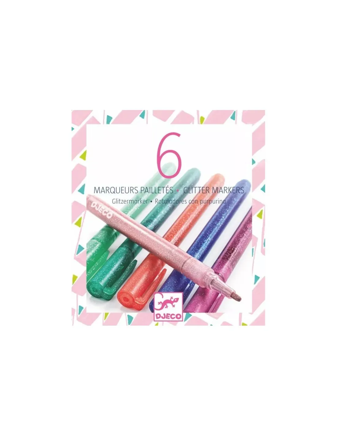 Djeco 6 marqueurs pailletés sweet -