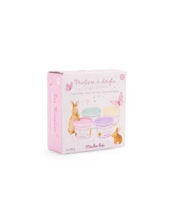 Moulin Roty 4 pots de peinture à doigts pastel Les Rosalies -