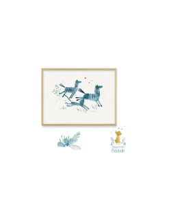 Enfant Moulin Roty Affiche Les zébres et le guépard Sous mon baobab -