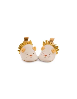 Moulin Roty Chaussons cuir lion beige Sous mon baobab 18/24 m -