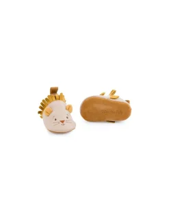 Moulin Roty Chaussons cuir lion beige Sous mon baobab 18/24 m -