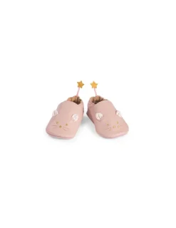 Moulin Roty Chaussons cuir souris rose La petite école de danse 6/12 m -