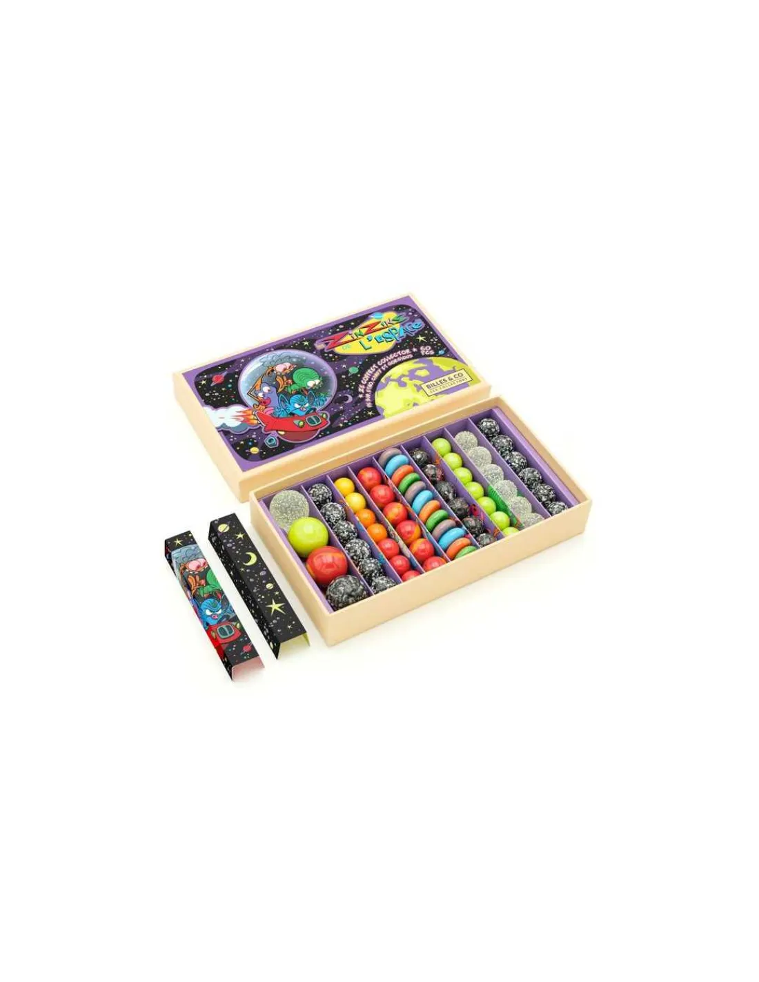 Billes and Co Coffret de 60 billes Les Zinzins de l'Espace - Billes & Co