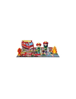 Sassi junior Coffret livre et puzzle Les pompiers - Sassi
