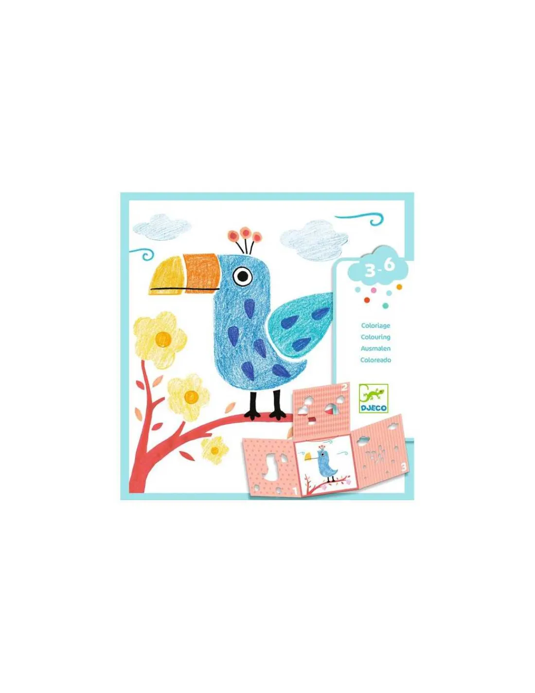 Djeco Coloriage 3 pochoirs pour une image -