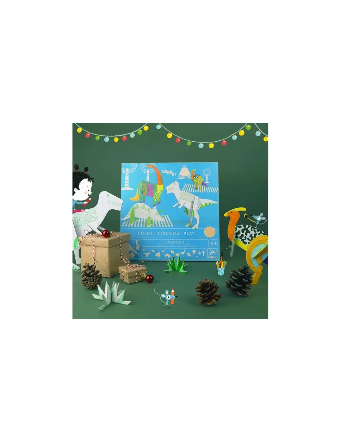 Djeco Colorie assemble et joue DIY Dinosaures -