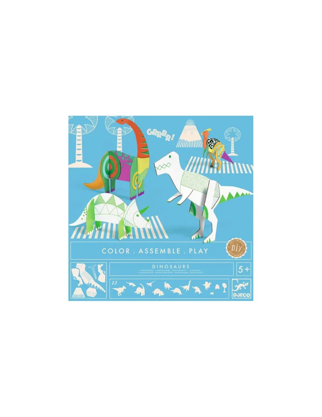 Djeco Colorie assemble et joue DIY Dinosaures -