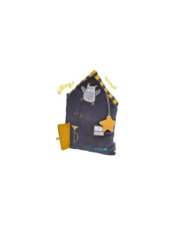 Moulin Roty Coussin d'activités maison grise Les Moustaches -