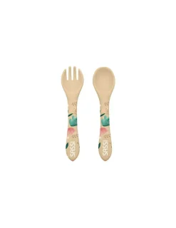 Sassi junior Fourchette et cuillère en silicone Gnawy le paresseux - Sassi