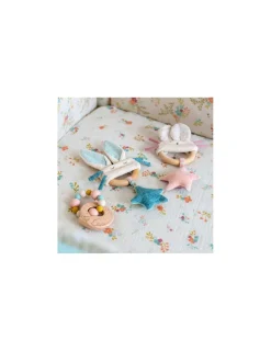 Moulin Roty Hochet anneau bois lapin bleu La petite école de danse -