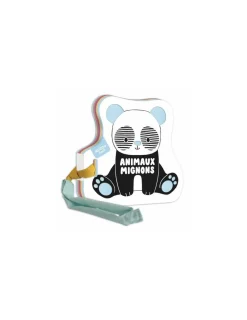 Auzou Livre poussette noir et blanc animaux mignons -