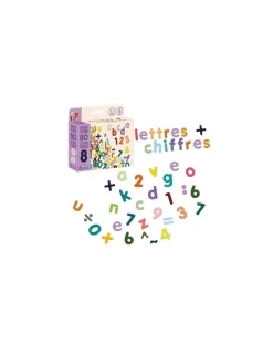 Jeujura Magnets bois 80 lettres minuscules et chiffres -