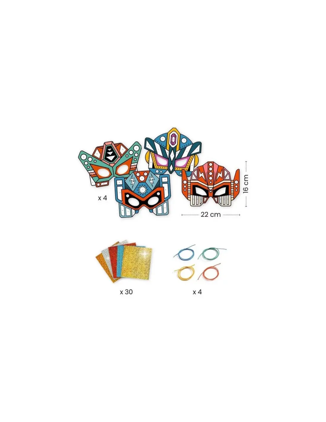Djeco Masques à métalliser Super Robots - Do it Yourself -