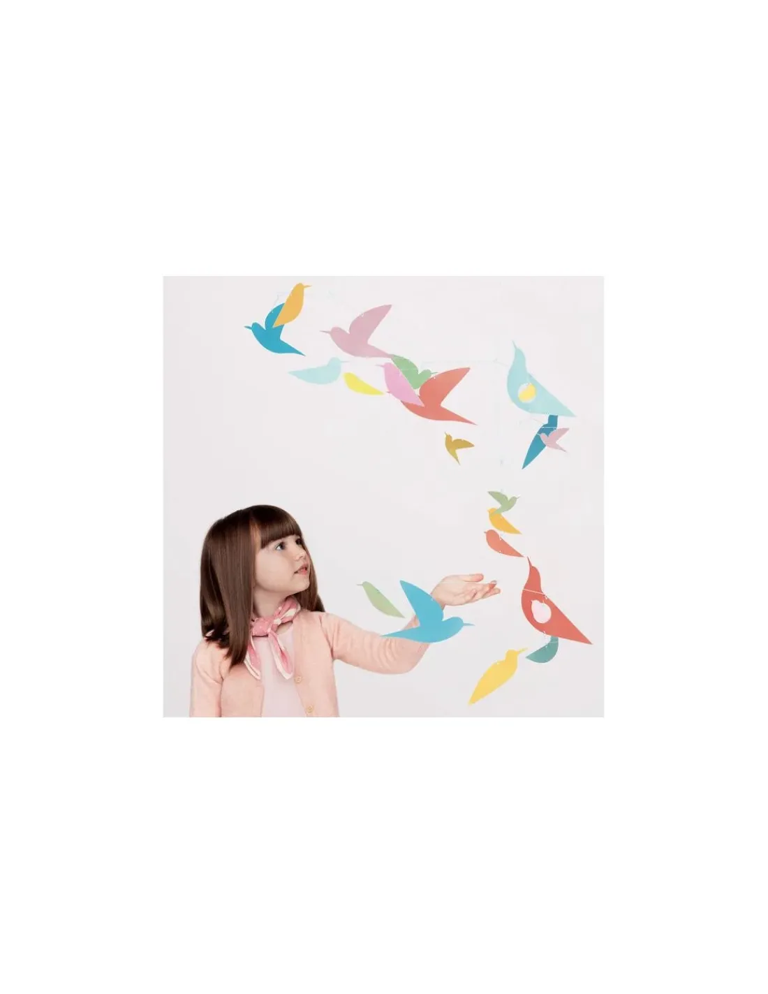 Enfant Little Big Room by Djeco Mobile en papier oiseaux multicolores - Djeco