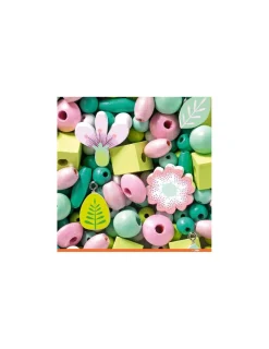 Djeco Perles en bois feuilles et fleurs -