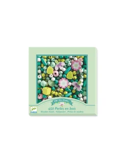 Djeco Perles en bois feuilles et fleurs -