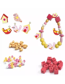 Djeco Perles en bois oiseaux -