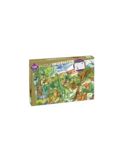 Djeco Puzzle d'observation Dinosaures et livret -