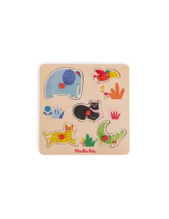 Moulin Roty Puzzle encastrable 5 animaux Les toupitis -