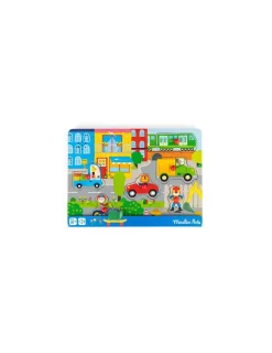 Moulin Roty Puzzle sonore en bois la ville Les Popipop -