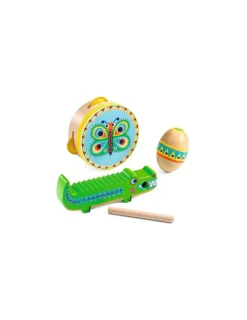 Djeco Set de percusions Animambo : Tambourin, Maracas, Guiro -