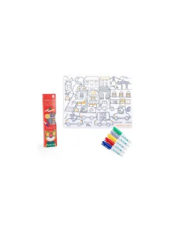 Moulin Roty Set en silicone à colorier et 5 feutres Les Popipop -