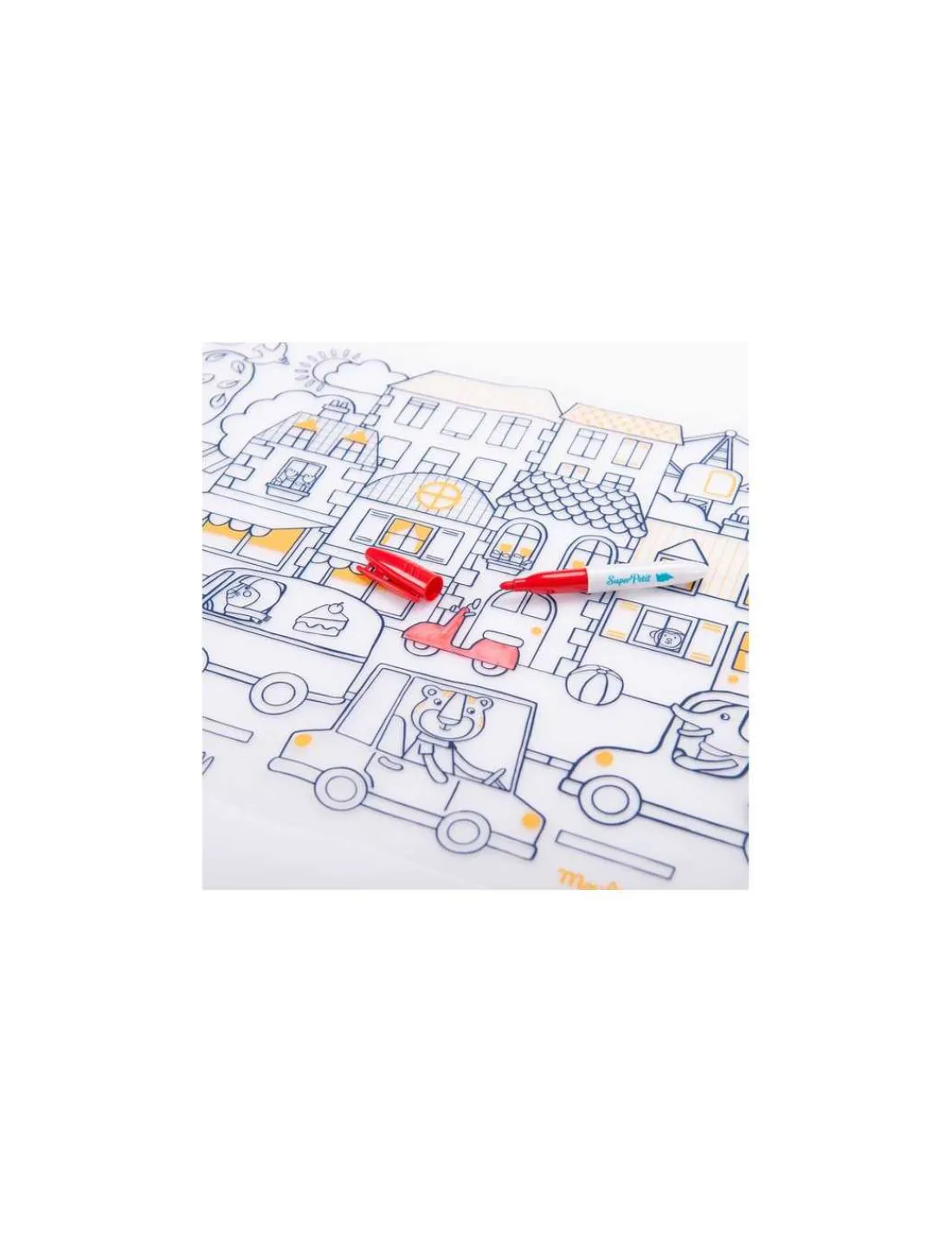 Moulin Roty Set en silicone à colorier et 5 feutres Les Popipop -