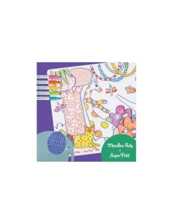 Moulin Roty Set en silicone à colorier et 5 feutres Les Toupitis -