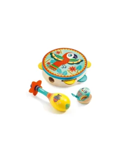 Enfant Djeco Set musical tambourin, maracas et castagnette Animambo -