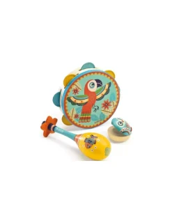 Enfant Djeco Set musical tambourin, maracas et castagnette Animambo -