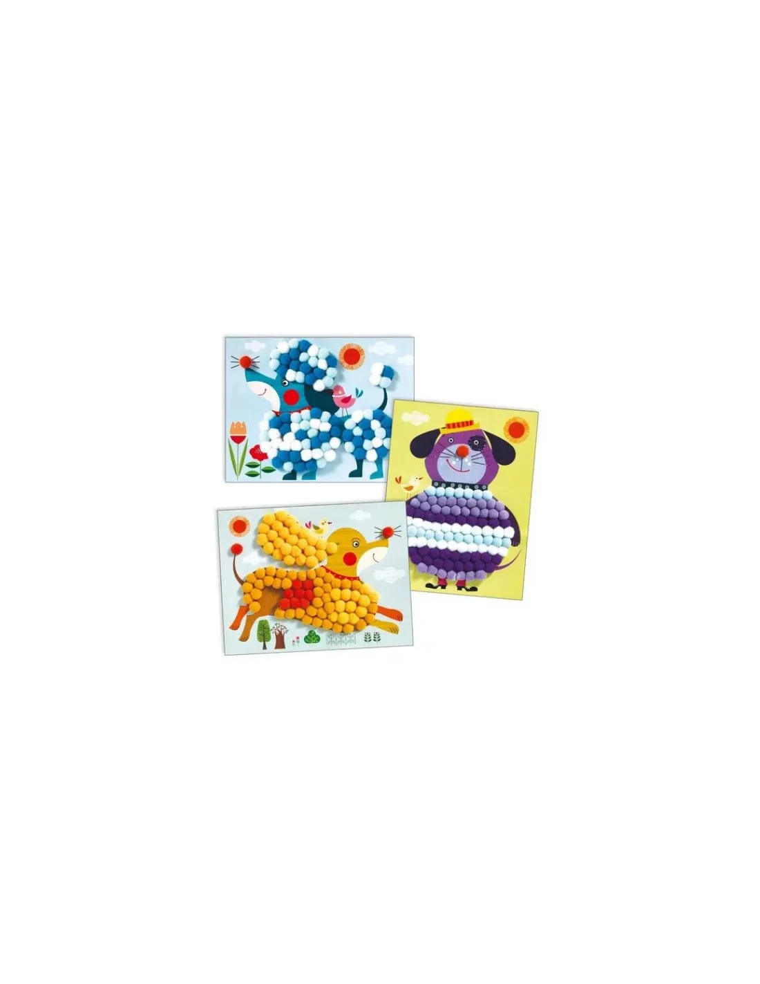 Djeco Tableaux de pompons chiens à caresser -